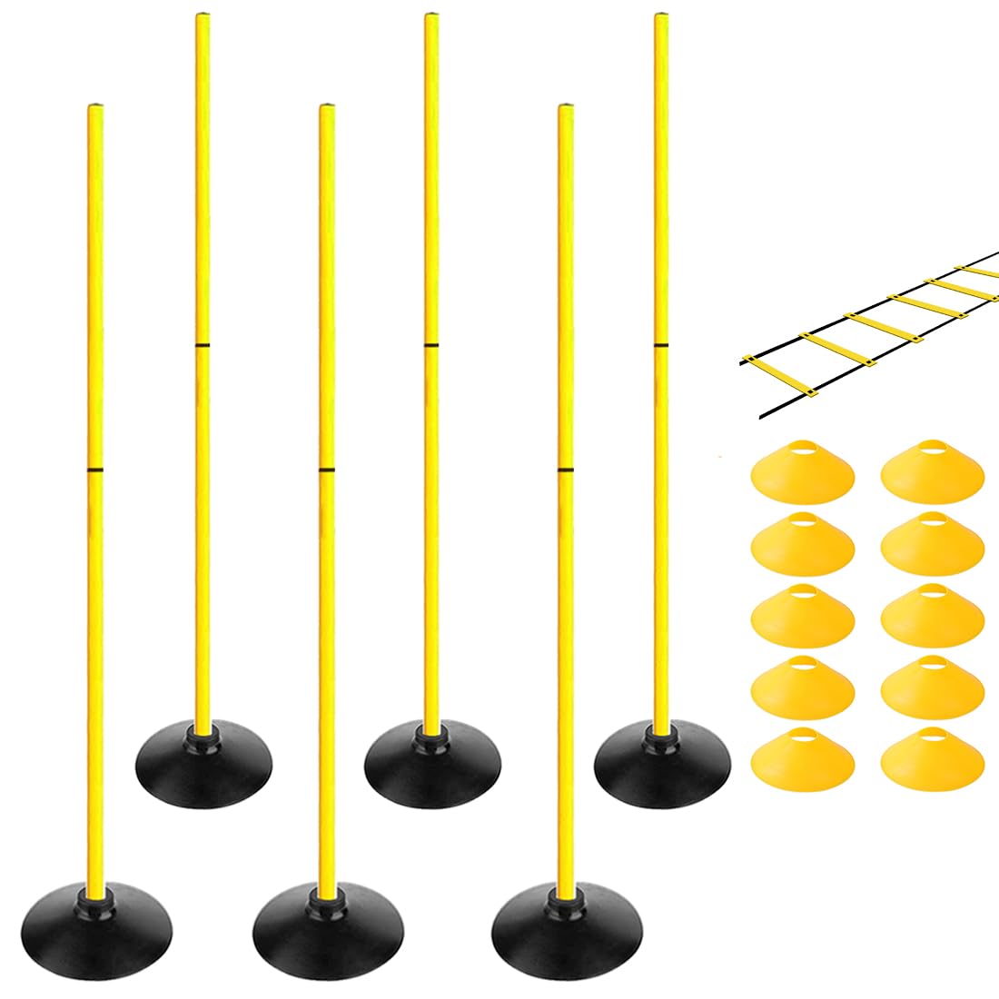 Agility Training Poles Set with Speed Ladder and Cones