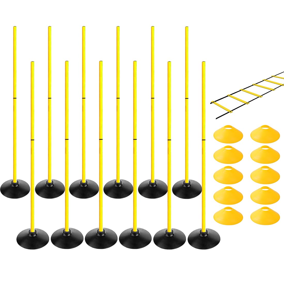 Agility Training Poles Set with Speed Ladder and Cones