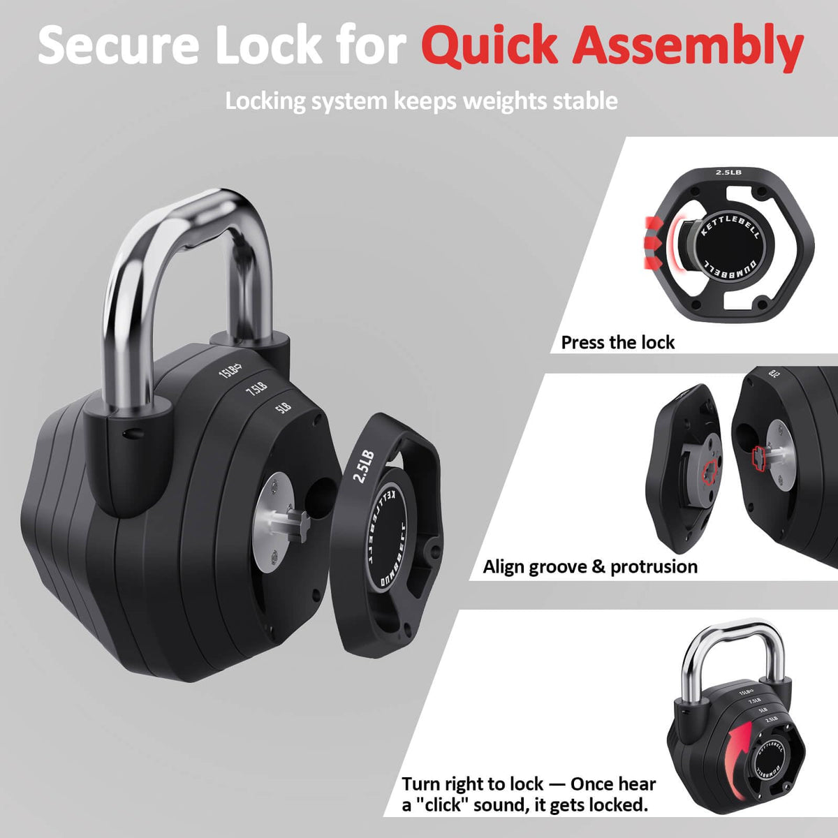 2 in 1 Adjustable Kettlebell Weight Set 15 to 45 lbs