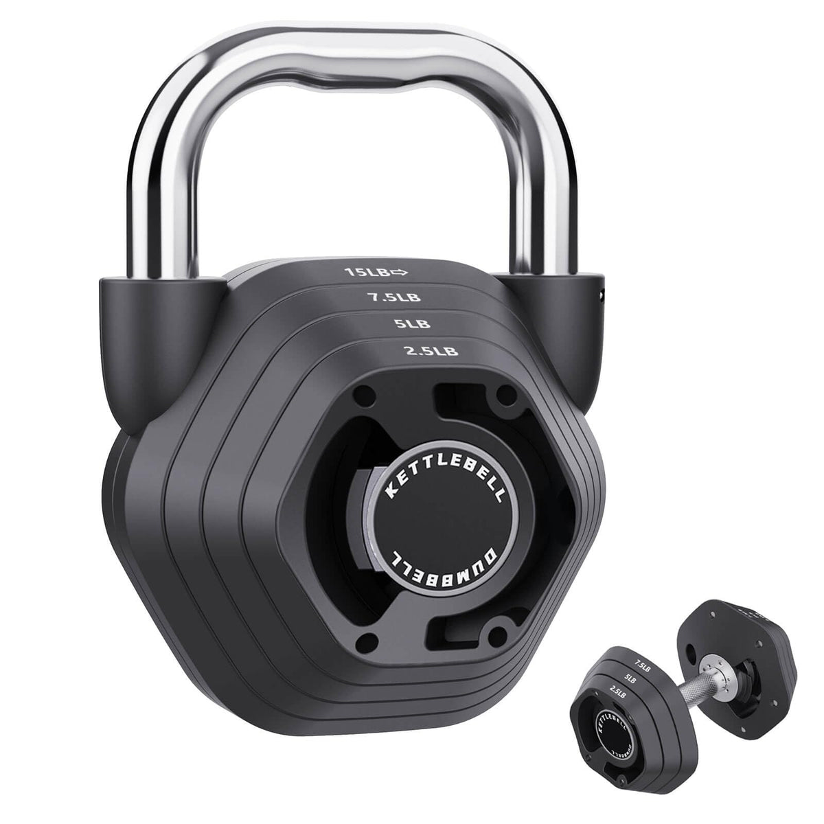 2 in 1 Adjustable Kettlebell Weight Set 15 to 45 lbs