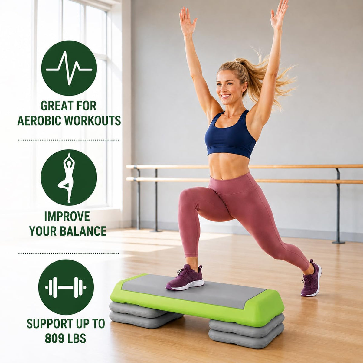 Adjustable Aerobic Step Platform for Fitness Training