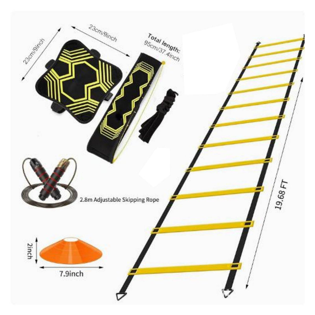 Agility Ladder Training Set with Jump Rope and Disc Cones