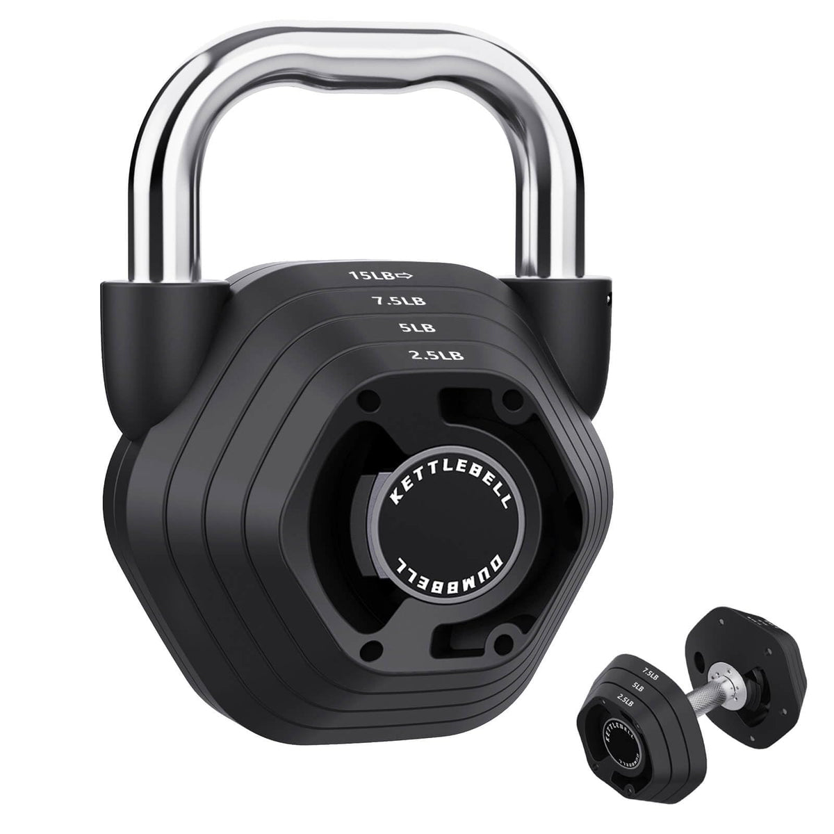 2 in 1 Adjustable Kettlebell Weight Set 15 to 45 lbs