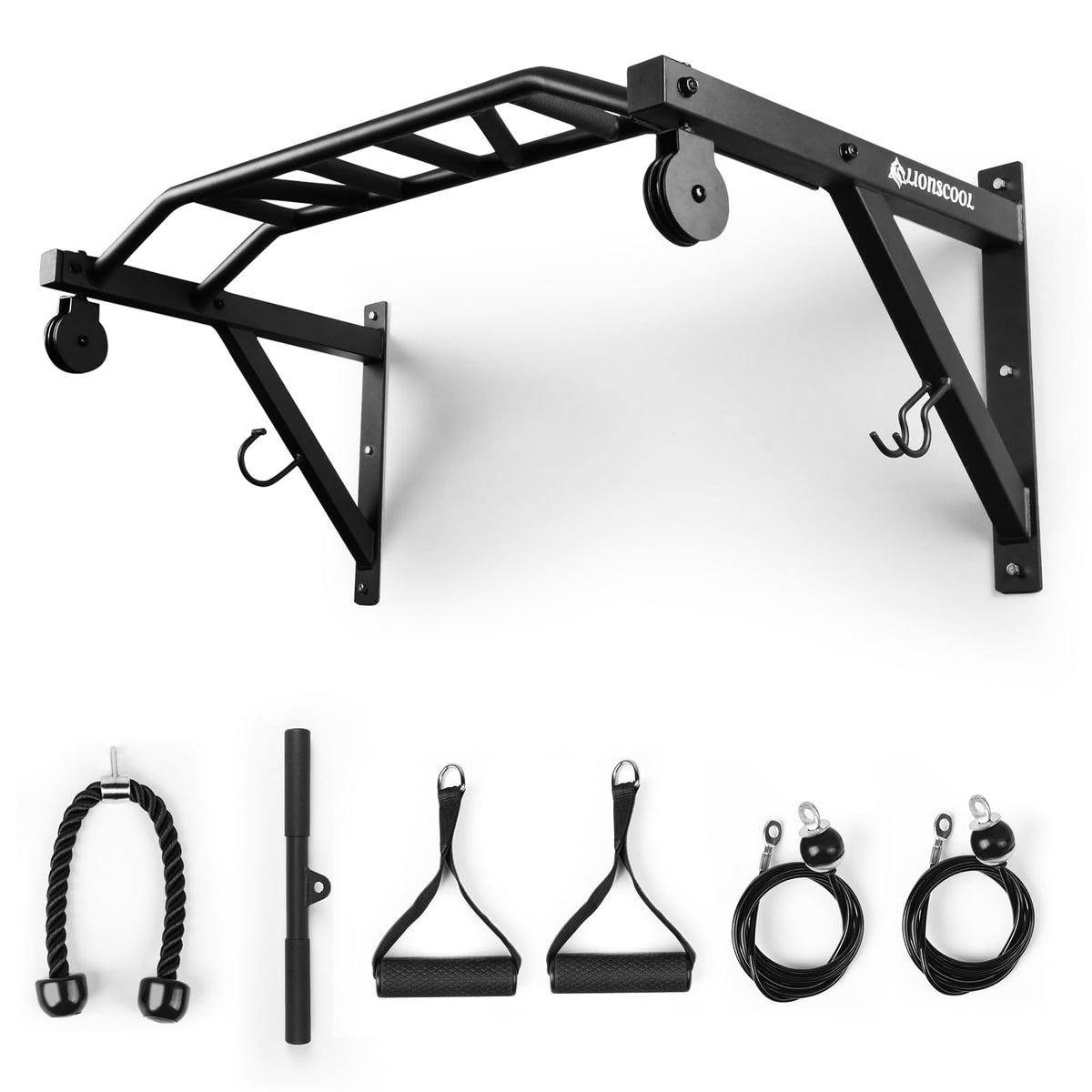 Wall Mounted Pull Up Bar with Cable Pulley System