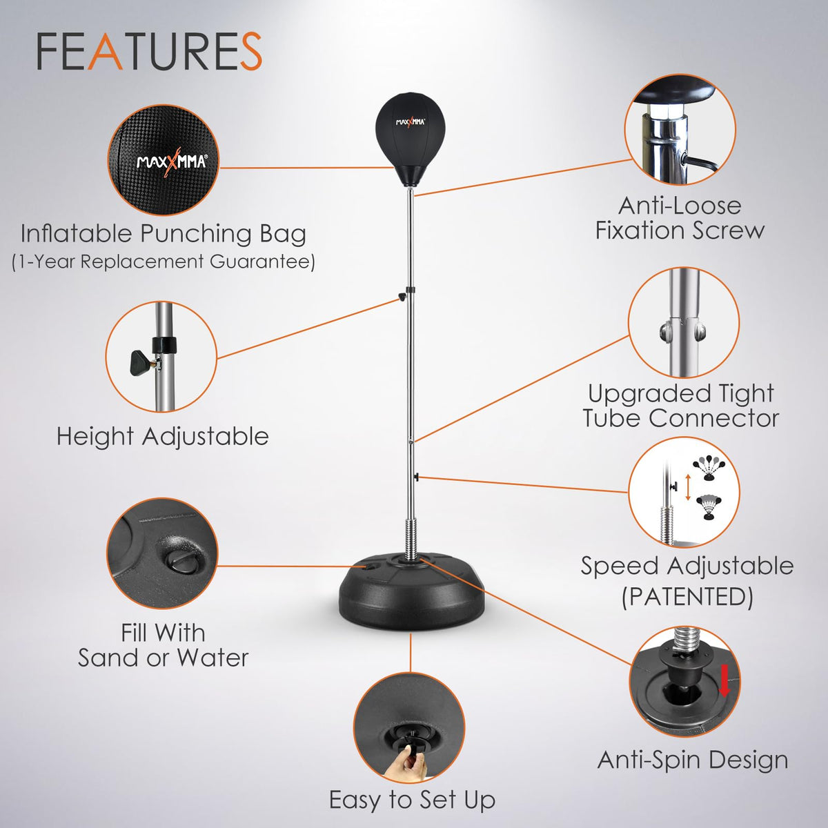 Speed Adjustable Freestanding Reflex Boxing Bag Kit