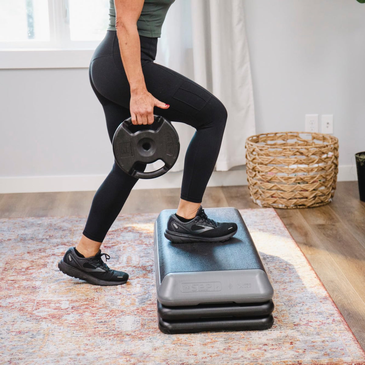 Adjustable Exercise Step Platform with Four Stackable Risers