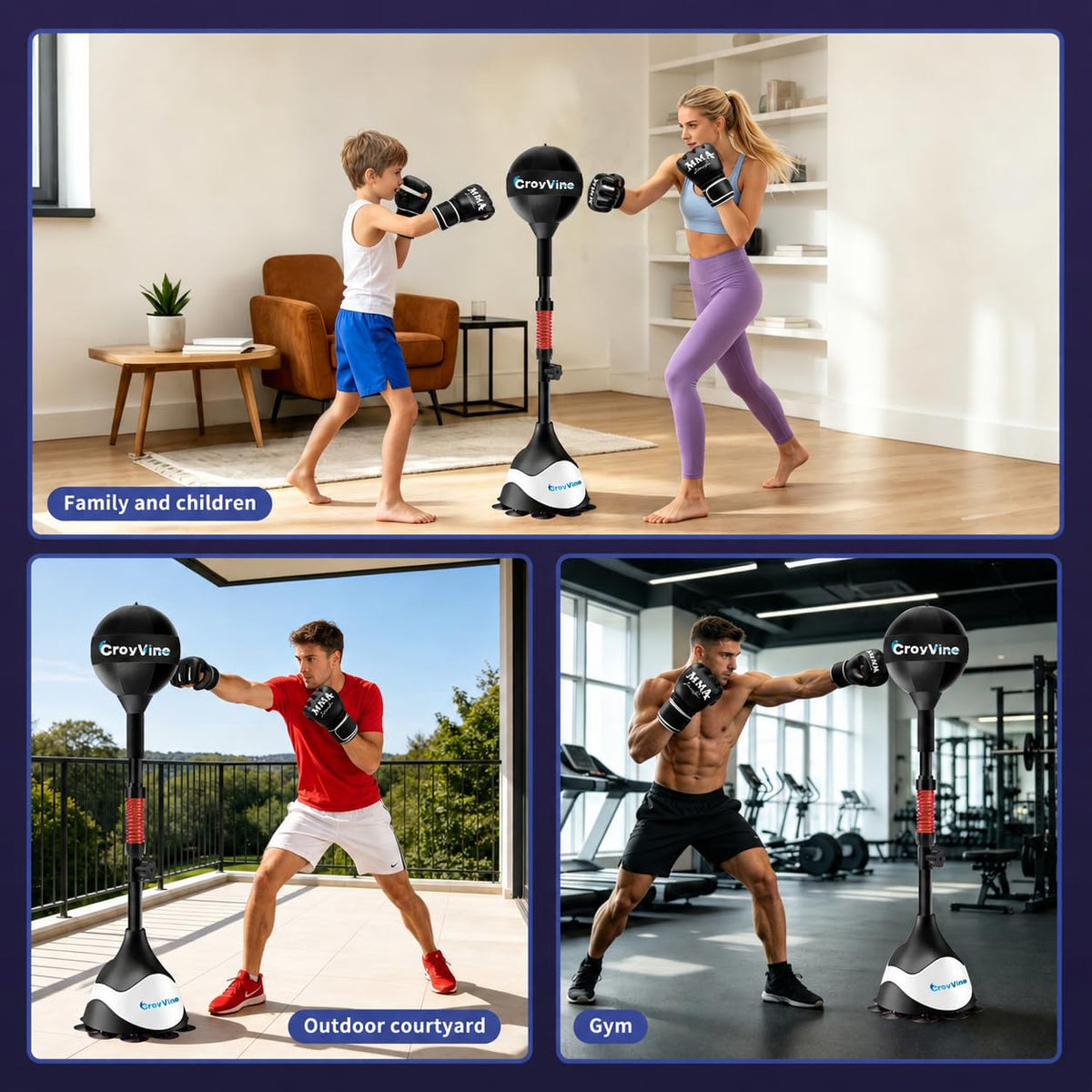 Adjustable Freestanding Reflex Punching Bag for Boxing Training