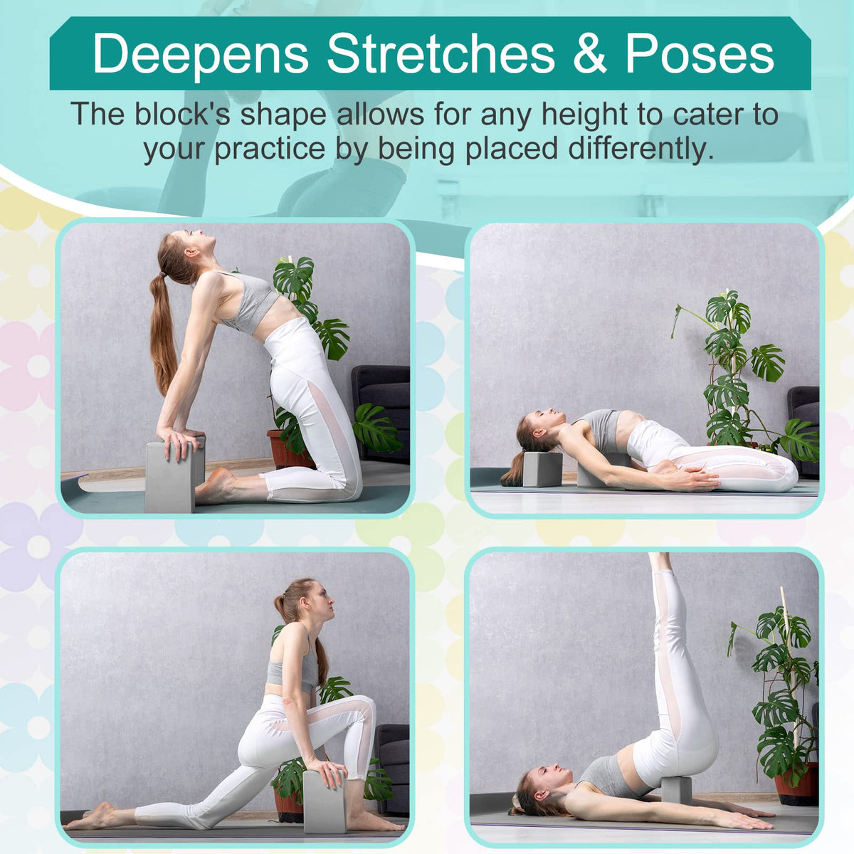 18 Piece Yoga Block and Strap Set for Stretching and Pilates