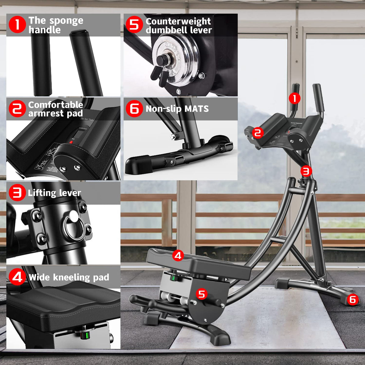Foldable Abdominal Workout Machine with LCD Monitor