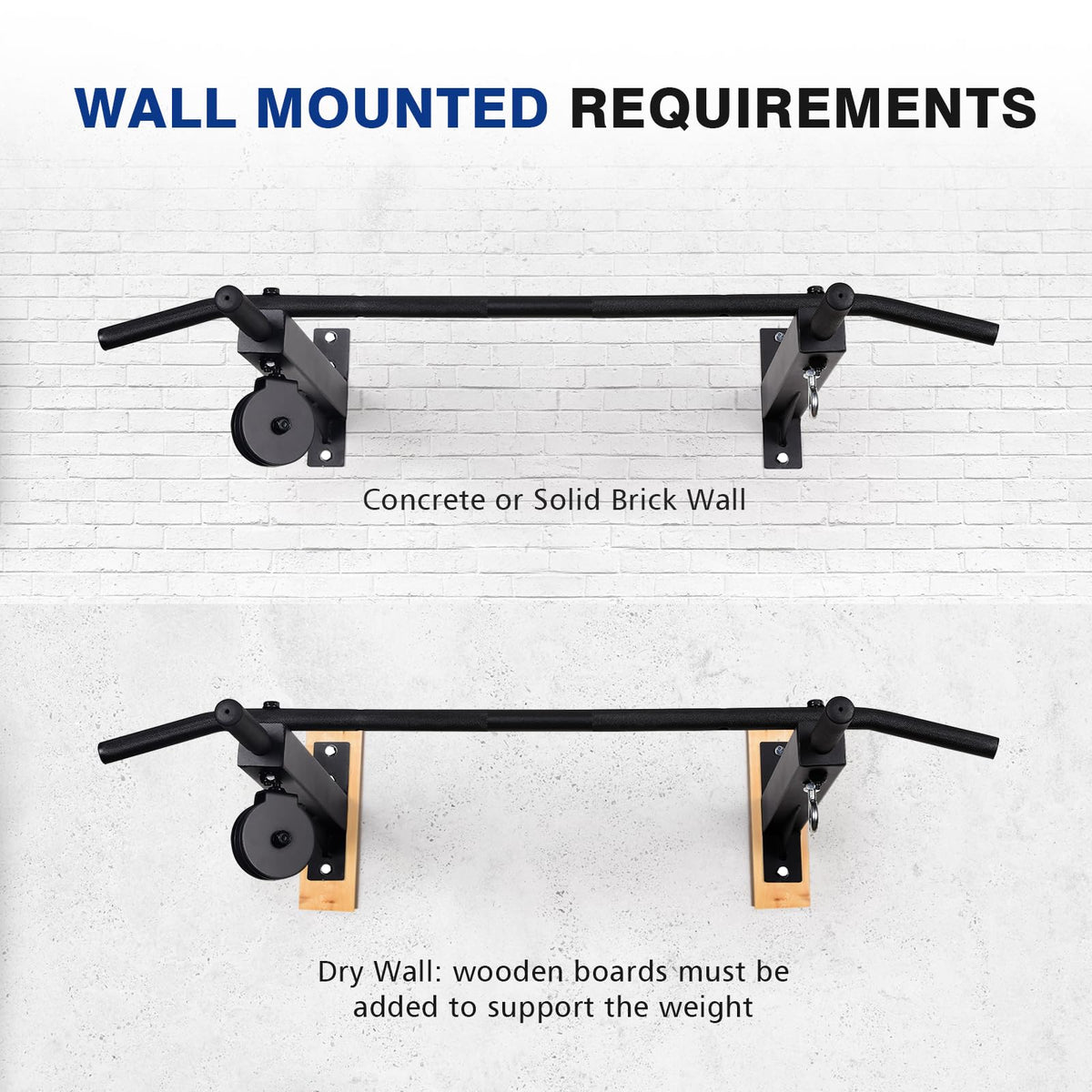 Wall Mounted Pull Up Bar with Cable Pulley System
