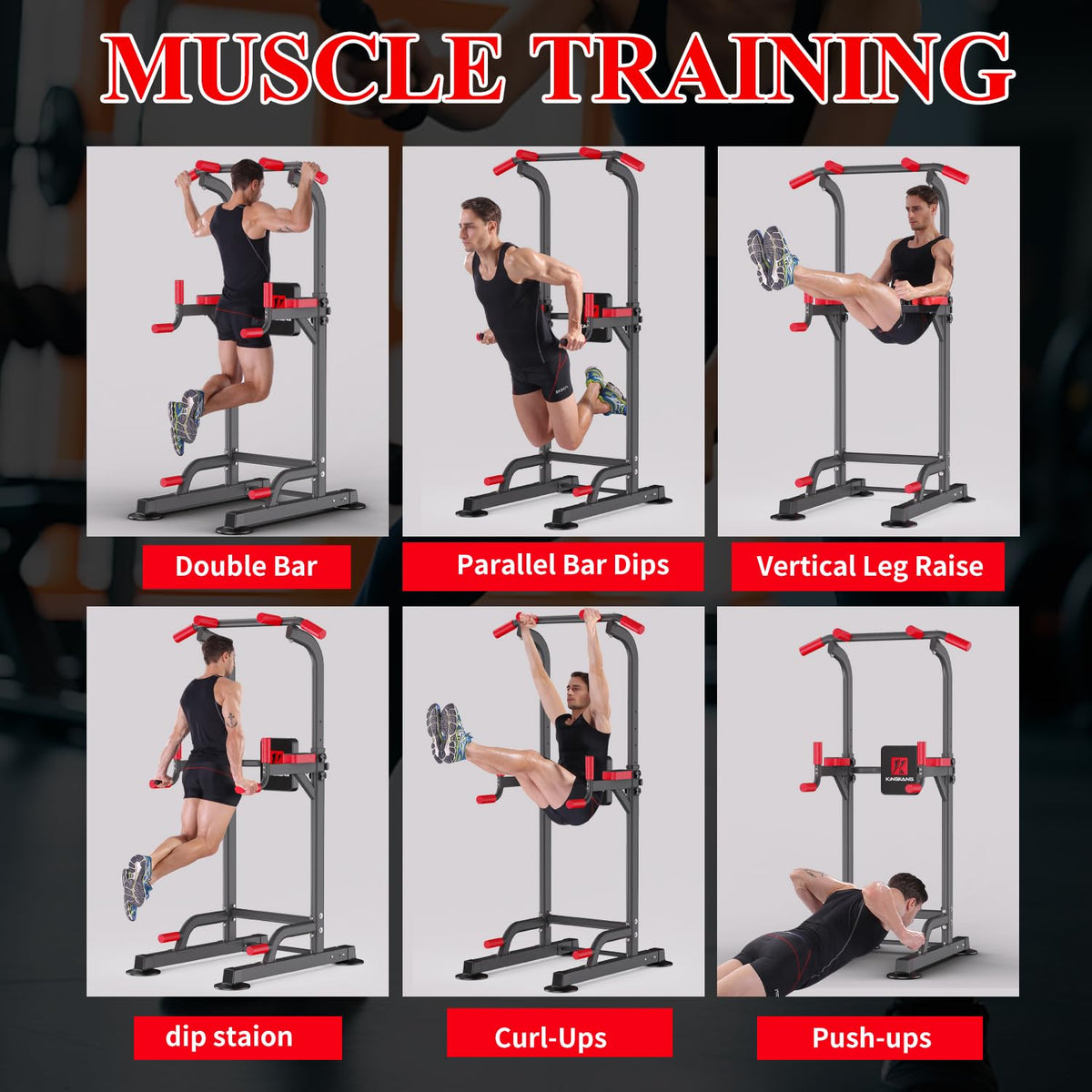 Power Tower Pull Up Bar Station for Home Gym Training