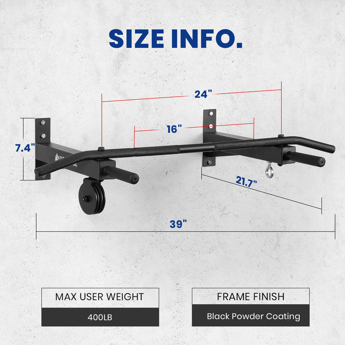 Wall Mounted Pull Up Bar with Cable Pulley System