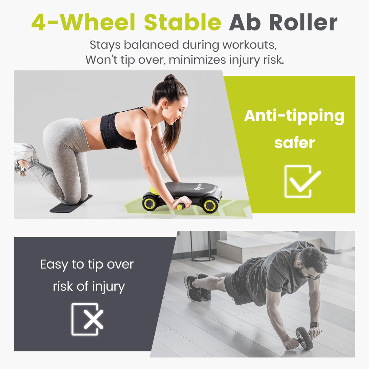 Automatic Rebound Ab Roller Board with Four Wheels