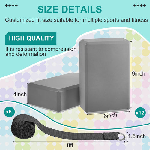 18 Piece Yoga Block and Strap Set for Stretching and Pilates