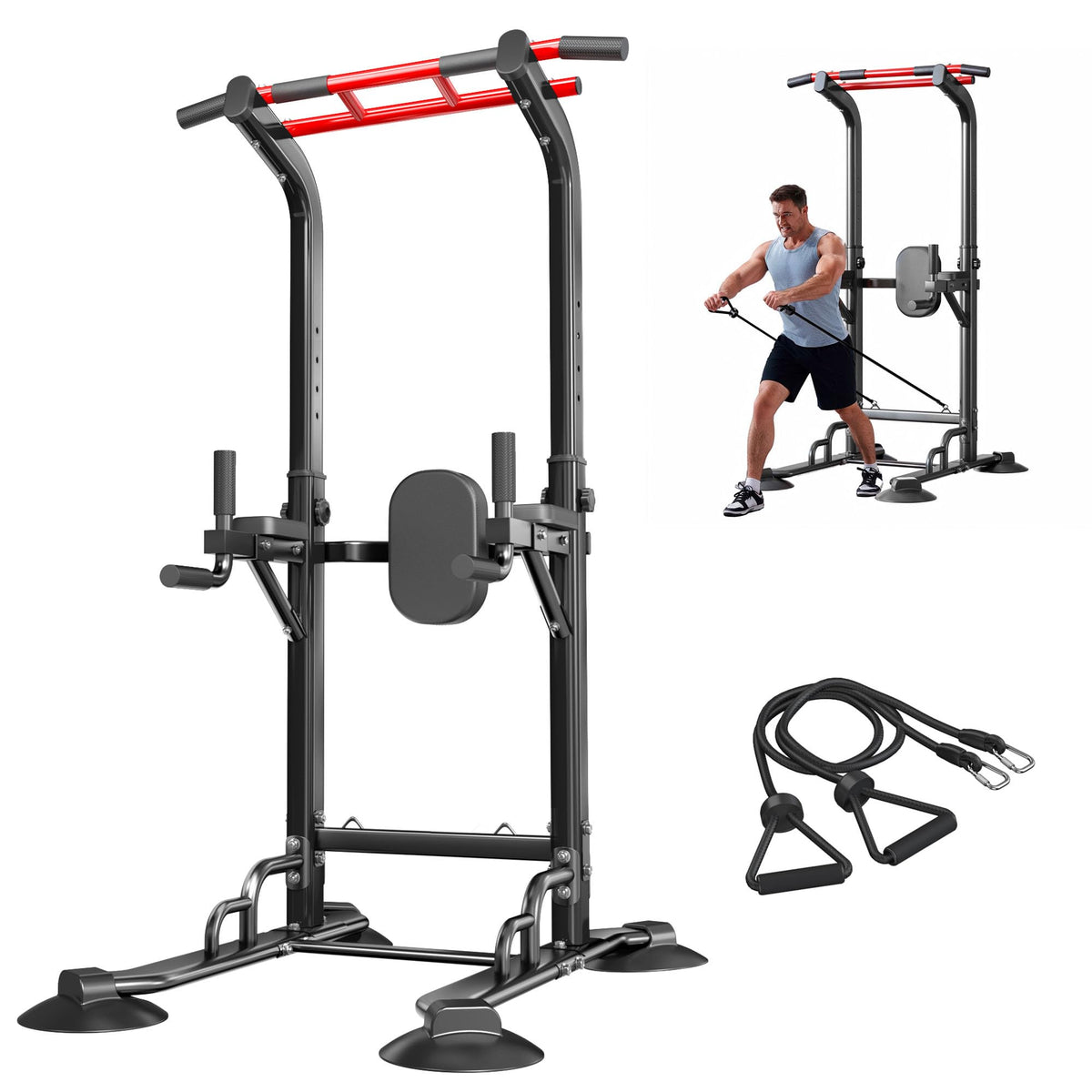 Adjustable Power Tower Pull Up and Dip Station for Home Gym