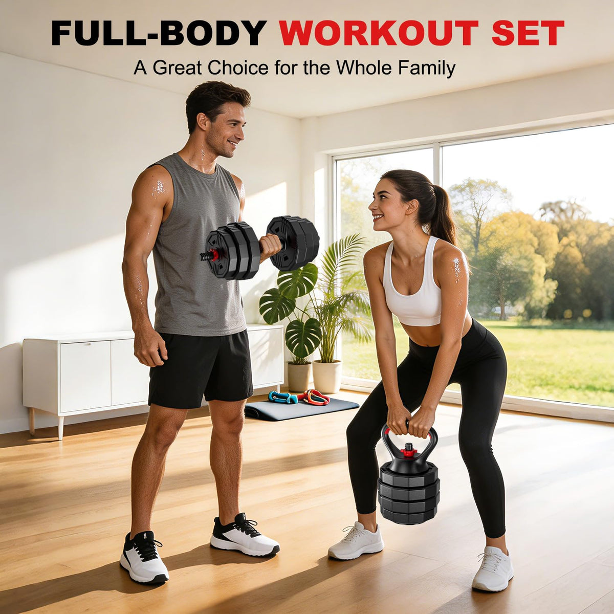 5 in 1 Adjustable Dumbbell Weight Set 20 to 90 lbs