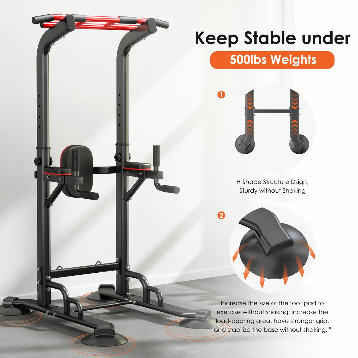 Adjustable Power Tower Pull Up and Dip Station for Home Gym