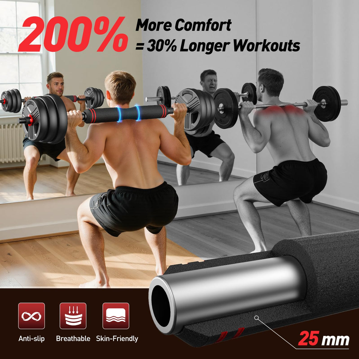 5 in 1 Adjustable Dumbbell Weight Set 20 to 90 lbs