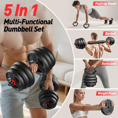 5 in 1 Adjustable Dumbbell Weight Set 20 to 90 lbs