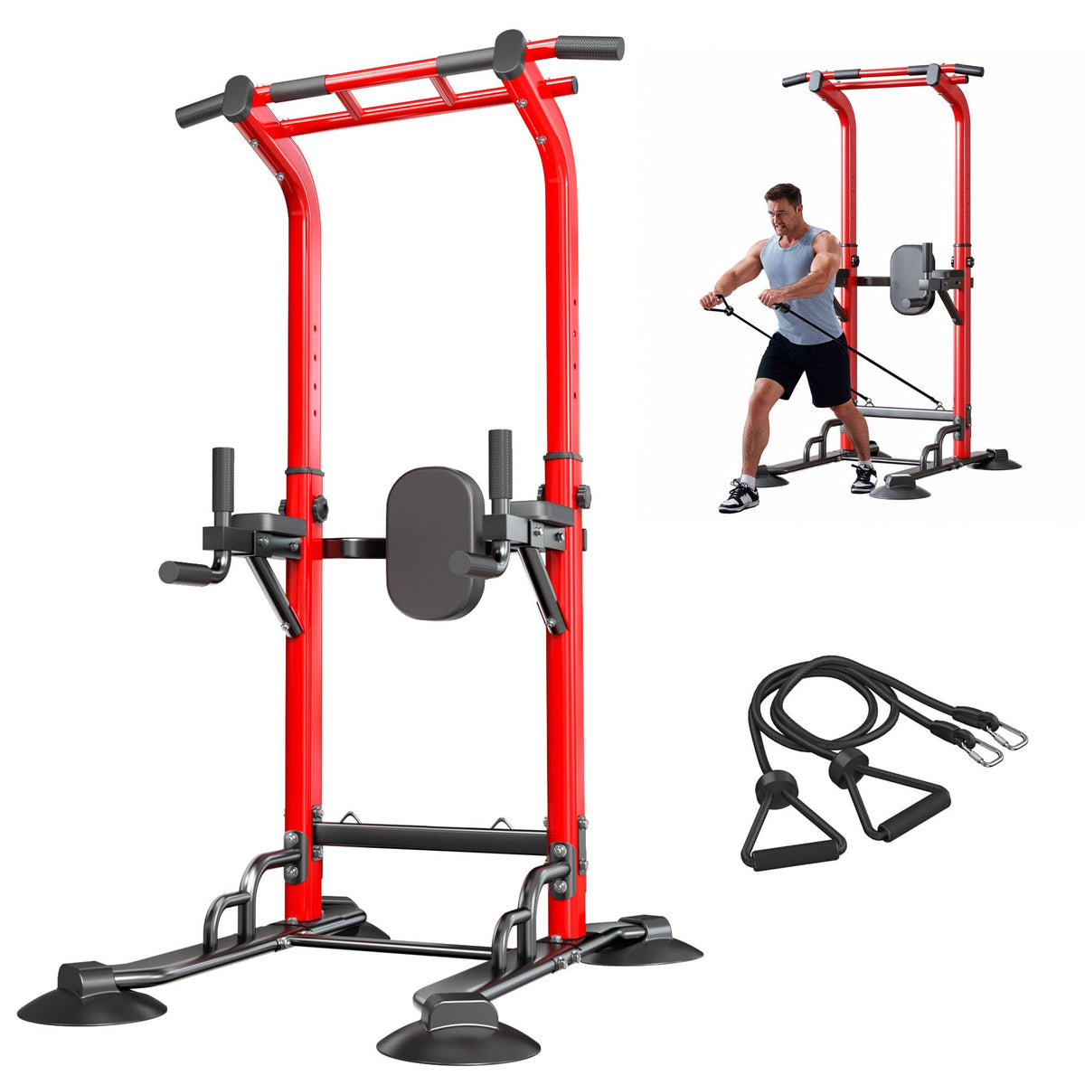 Adjustable Power Tower Pull Up and Dip Station for Home Gym