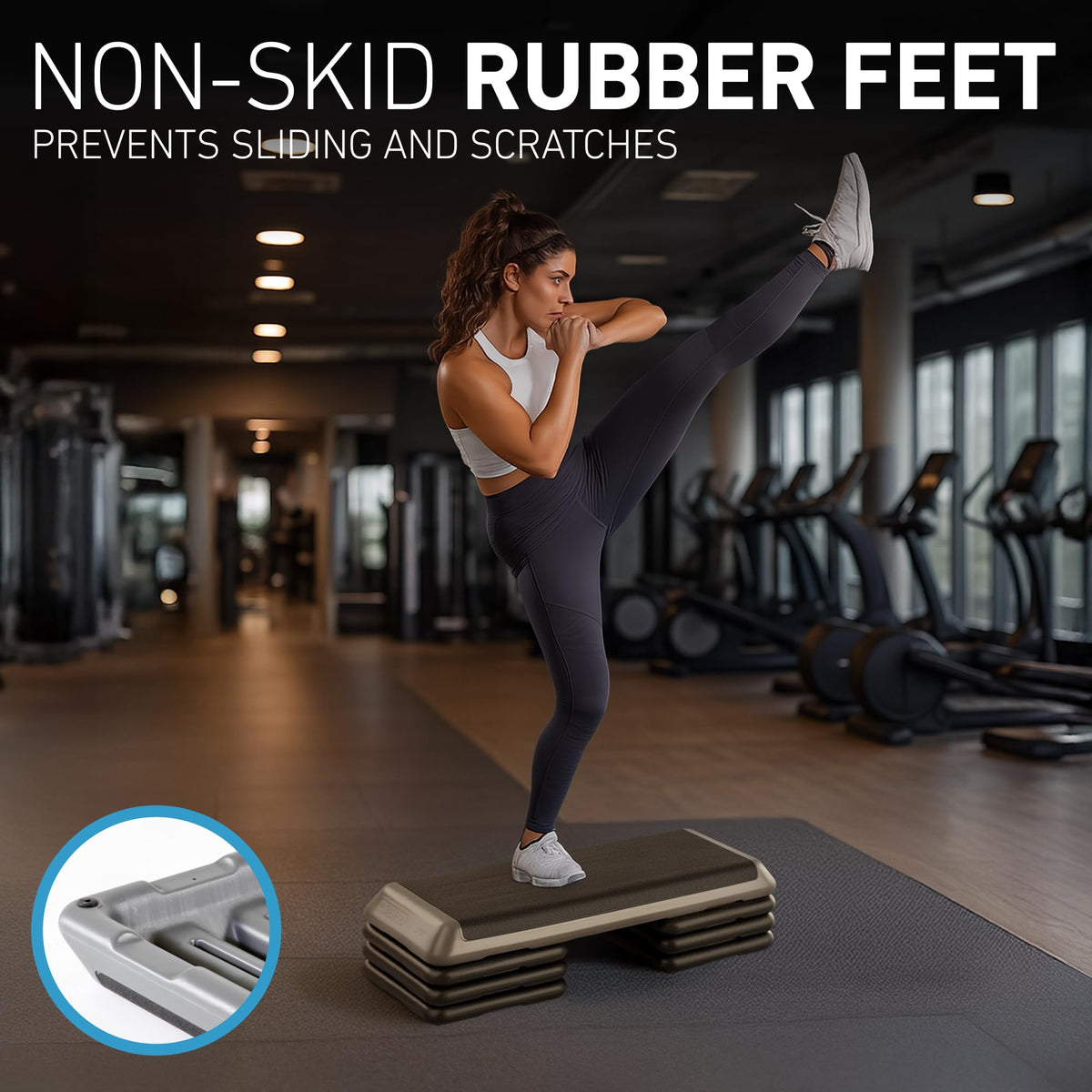 Adjustable Exercise Step Platform with Four Stackable Risers