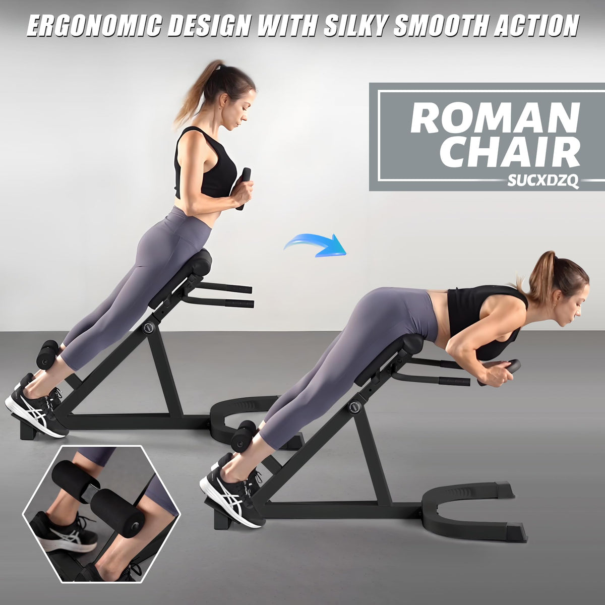 Adjustable Roman Chair Back Extension Bench for Home Gym Training