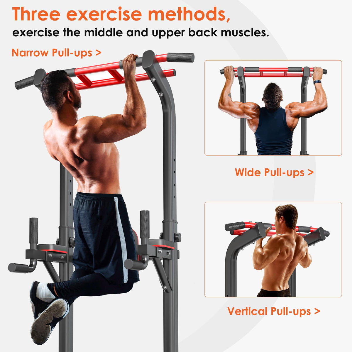 Adjustable Power Tower Pull Up and Dip Station for Home Gym