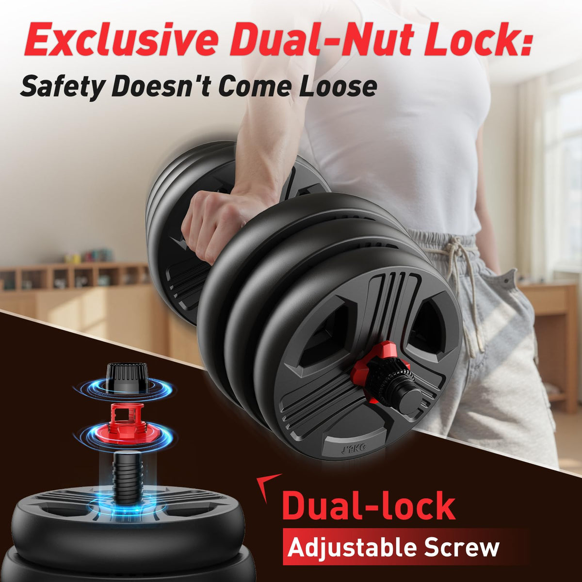 5 in 1 Adjustable Dumbbell Weight Set 20 to 90 lbs