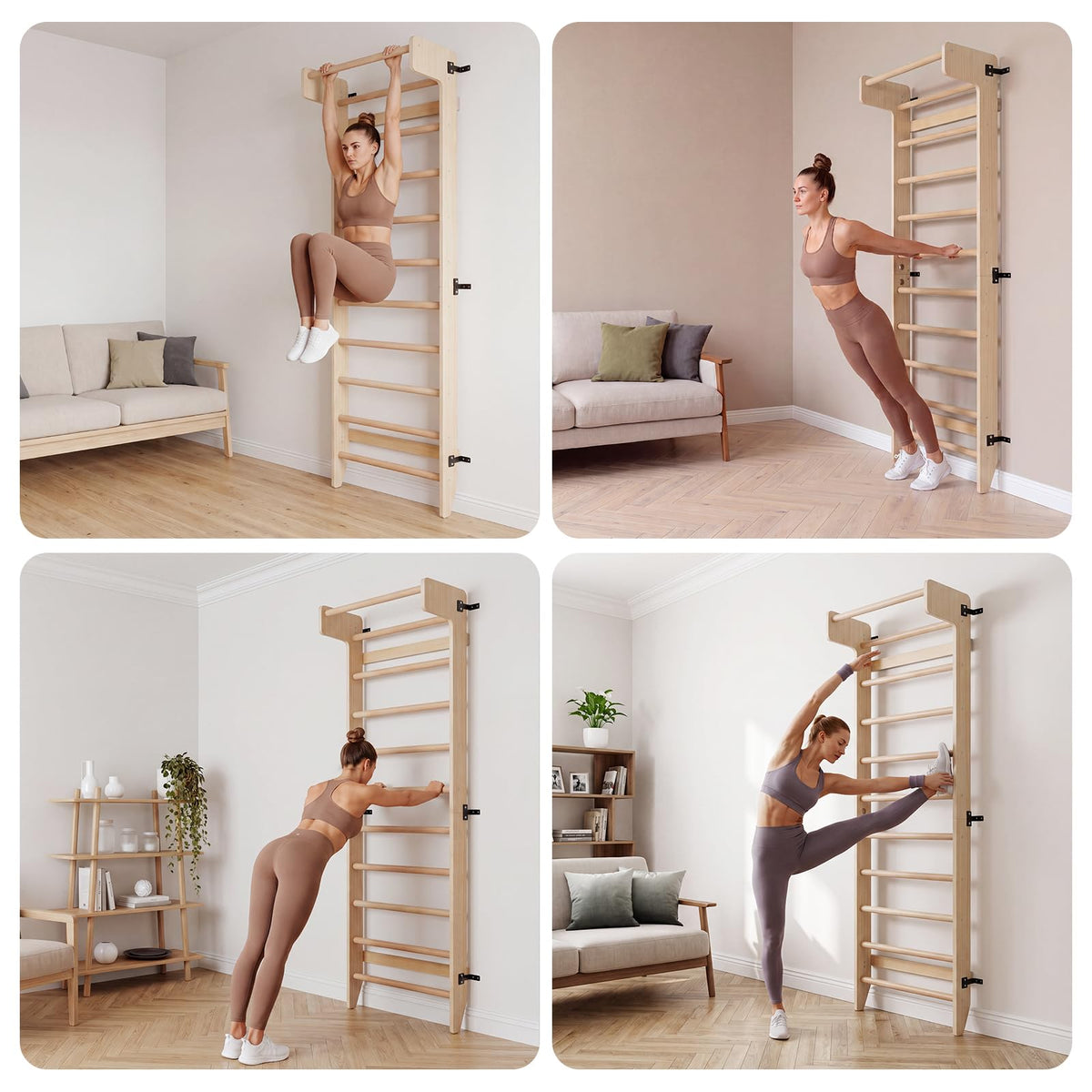 Wall Mounted Wooden Swedish Ladder Gymnastics Bar