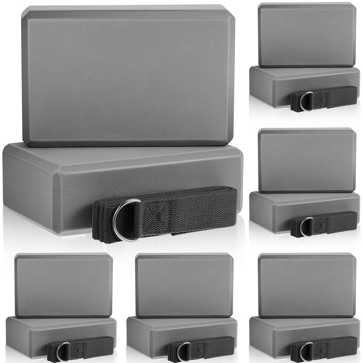 18 Piece Yoga Block and Strap Set for Stretching and Pilates