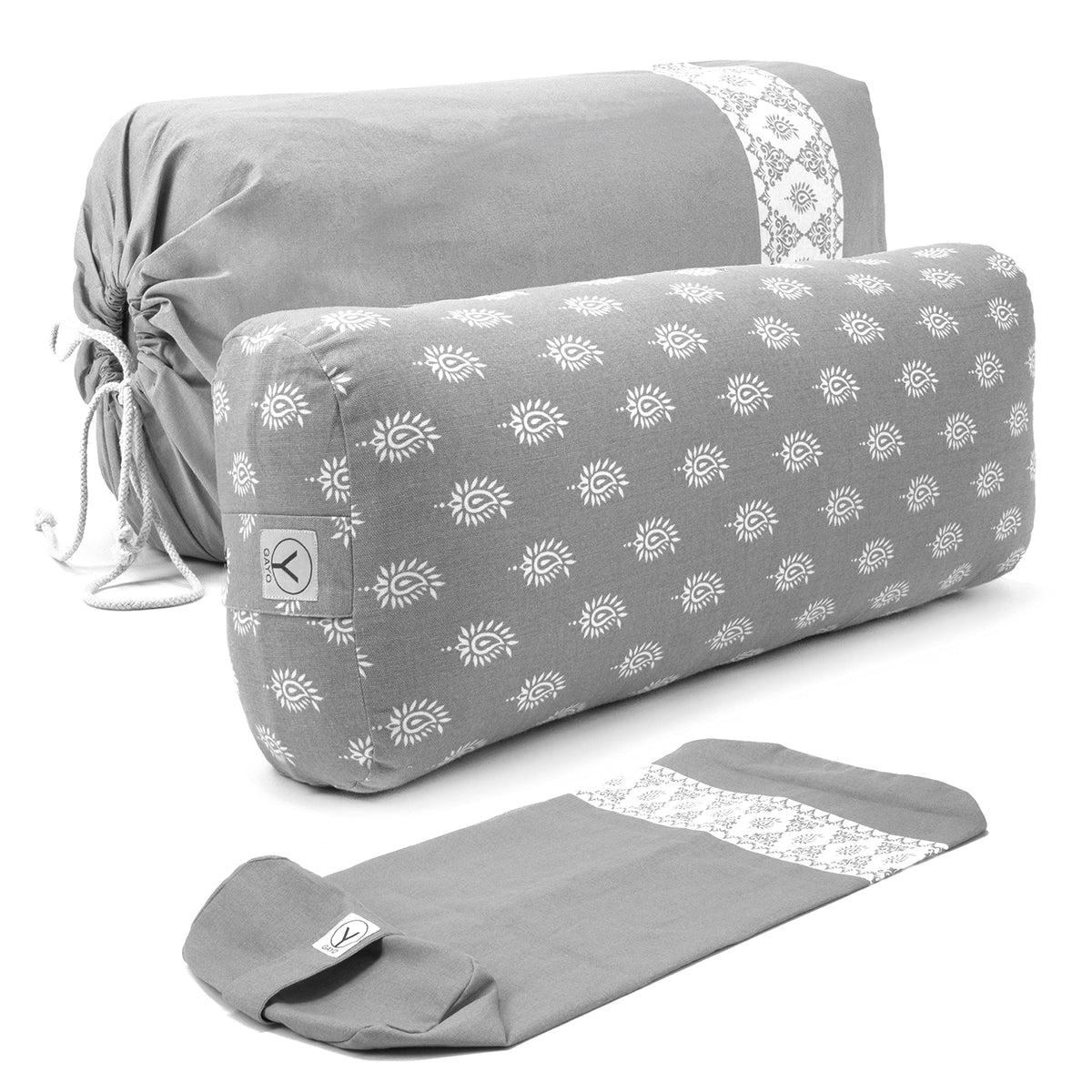 Cotton Yoga Bolster with Washable Cover and Carry Bag