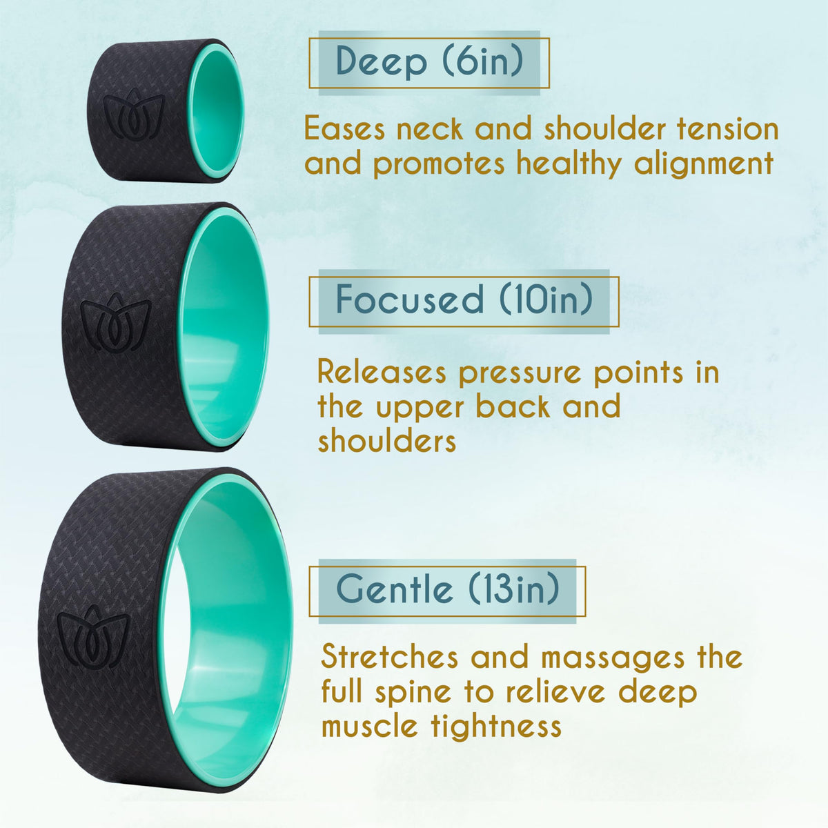 3 Piece Yoga Wheel Set for Back Stretching and Flexibility