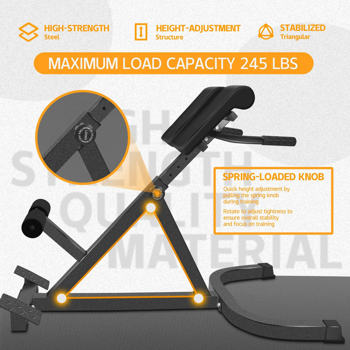 Adjustable Roman Chair Back Extension Bench for Home Gym Training