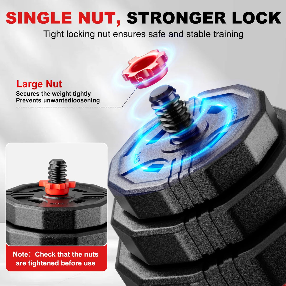 5 in 1 Adjustable Dumbbell Weight Set 20 to 90 lbs