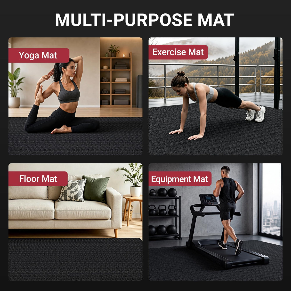 Extra Large Yoga Mat 6mm Thick for Home Fitness Training