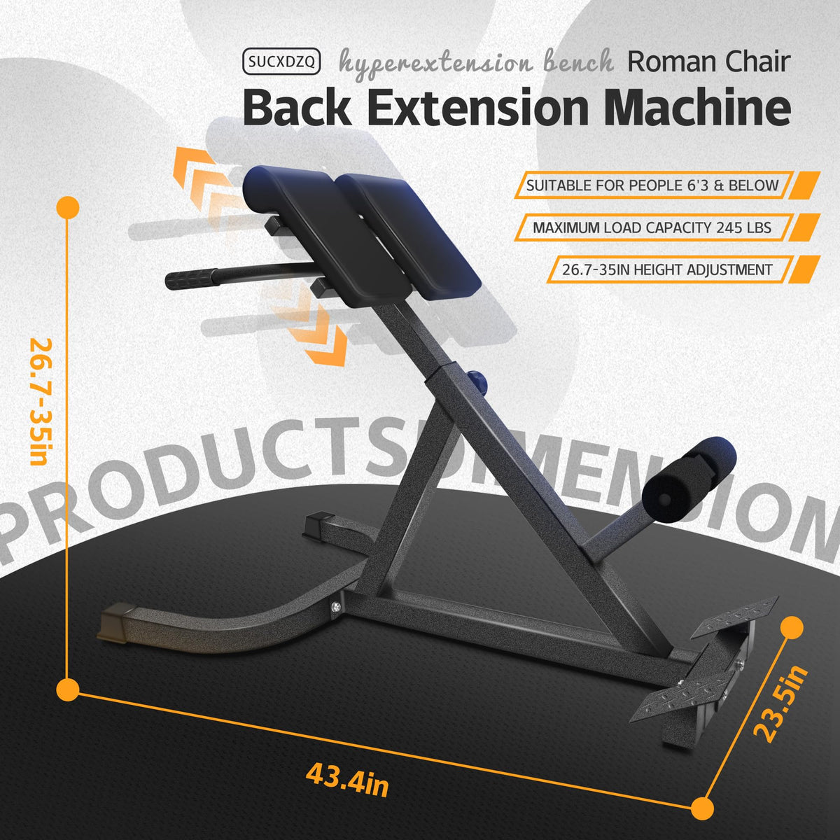 Adjustable Roman Chair Back Extension Bench for Home Gym Training