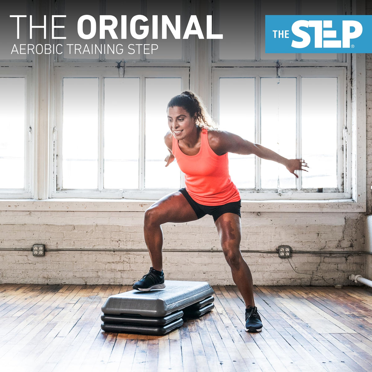 Adjustable Exercise Step Platform with Four Stackable Risers