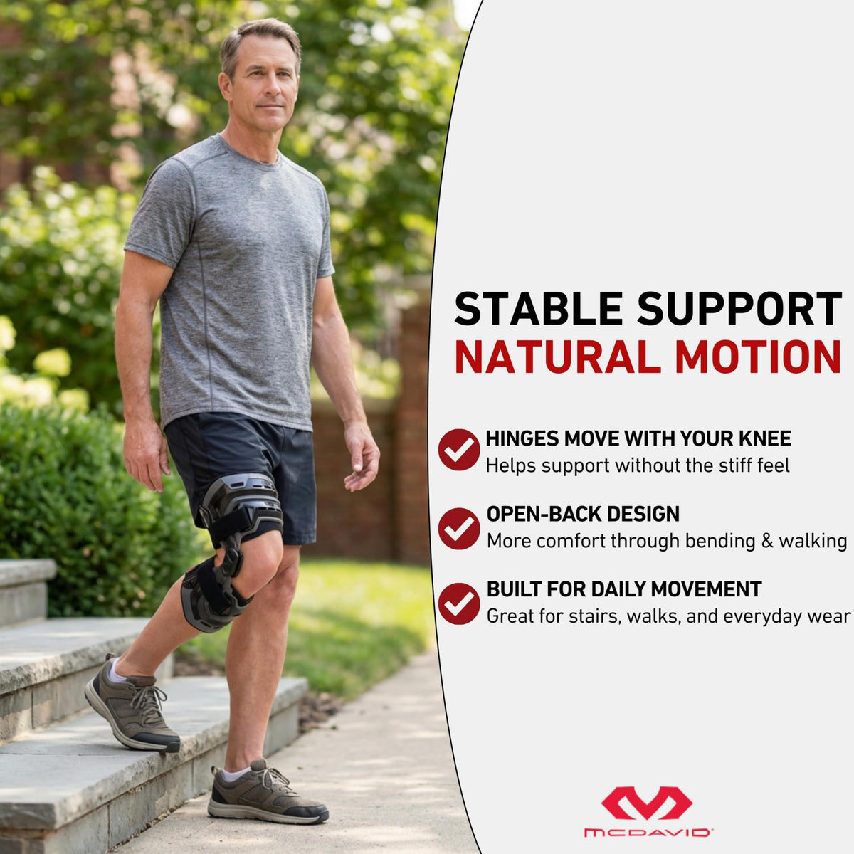 Heavy Duty Hinged Knee Brace with Side Stabilizers