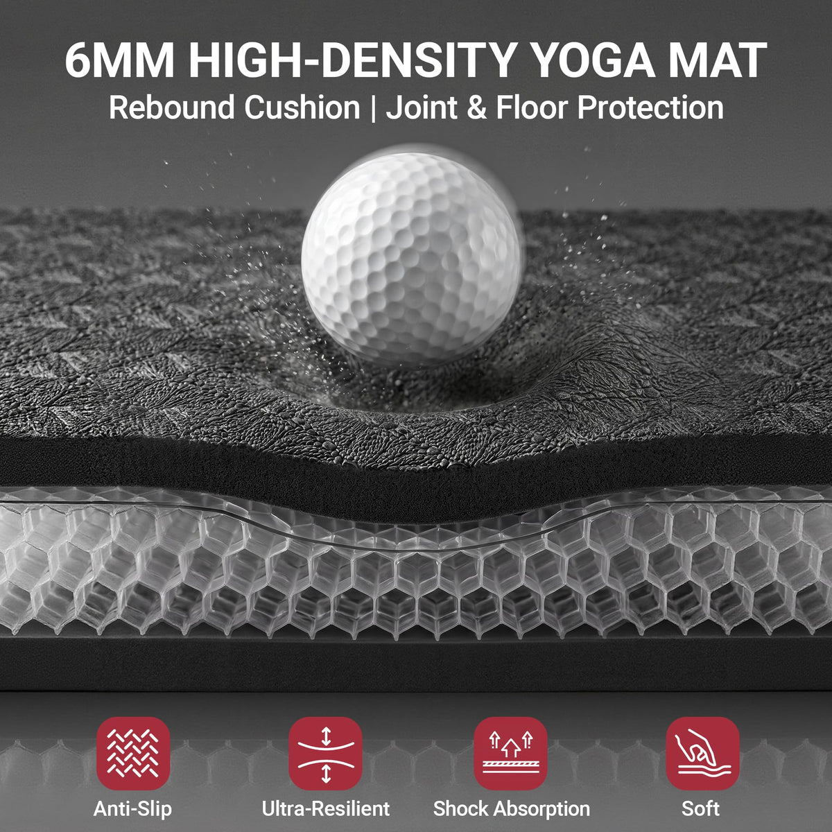 Extra Large Yoga Mat 6mm Thick for Home Fitness Training