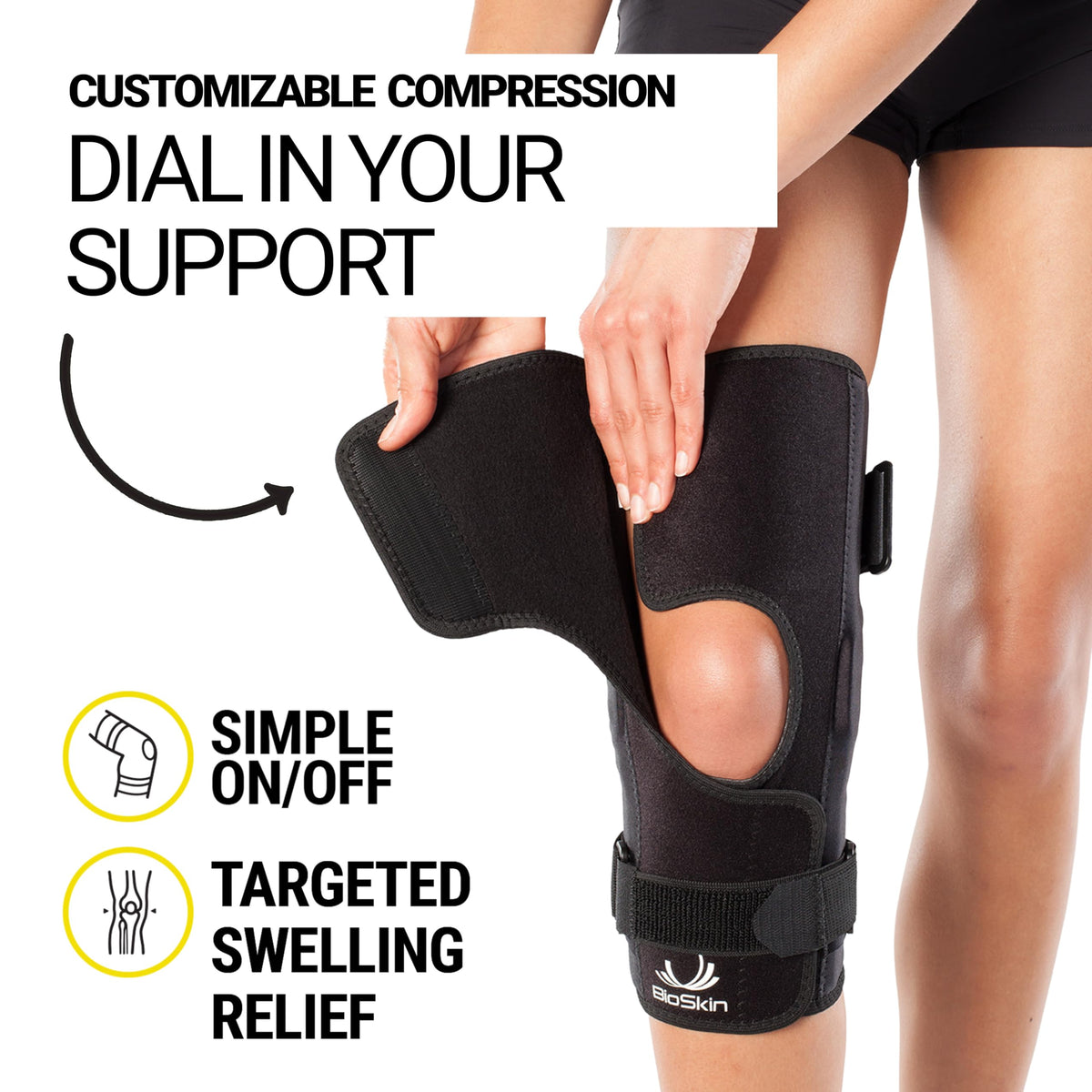 Hinged Knee Brace with Adjustable Compression and Joint Support
