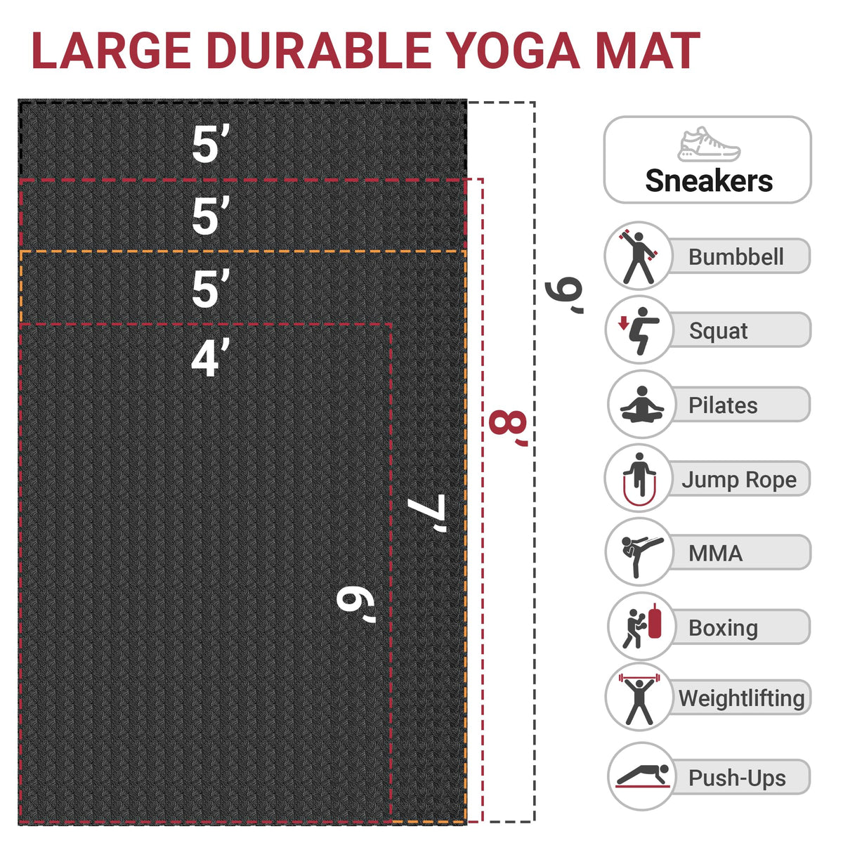 Extra Large Yoga Mat 6mm Thick for Home Fitness Training