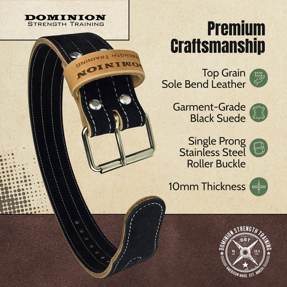 3 Inch Suede Weightlifting Belt for Powerlifting Support