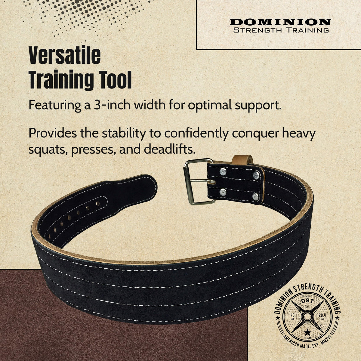 3 Inch Suede Weightlifting Belt for Powerlifting Support