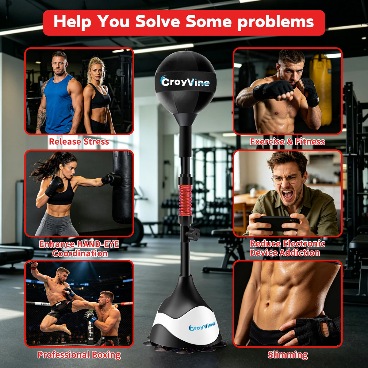 Adjustable Freestanding Reflex Punching Bag for Boxing Training